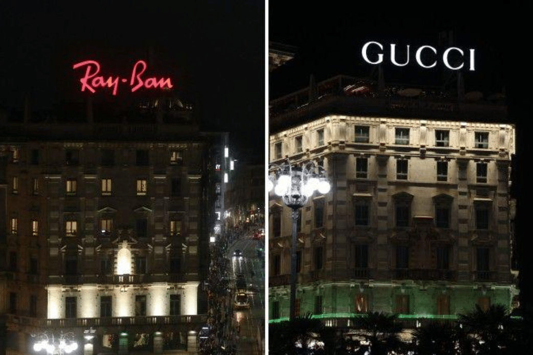 Milano, l’ultimo neon di Piazza Duomo cambia sponsor: da Ray-Ban a Gucci
