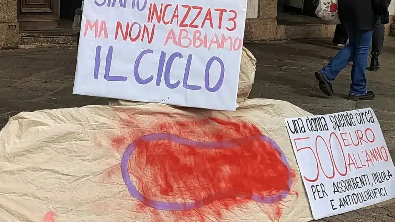Protesta in Statale: apparso un gigantesco assorbente
