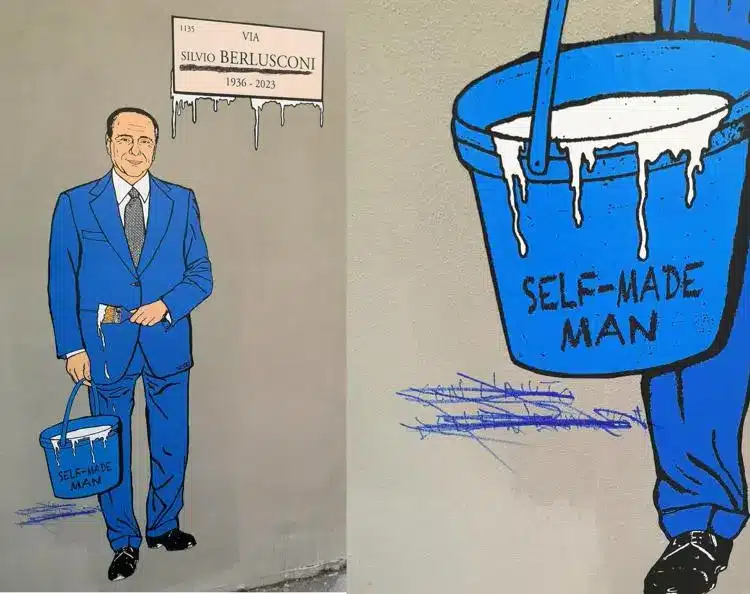 vandalizzato murale berlusconi