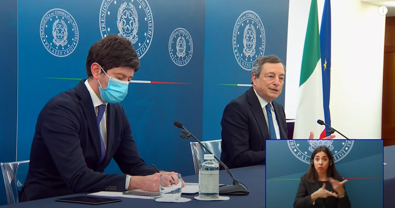 conferenza stampa Draghi Speranza