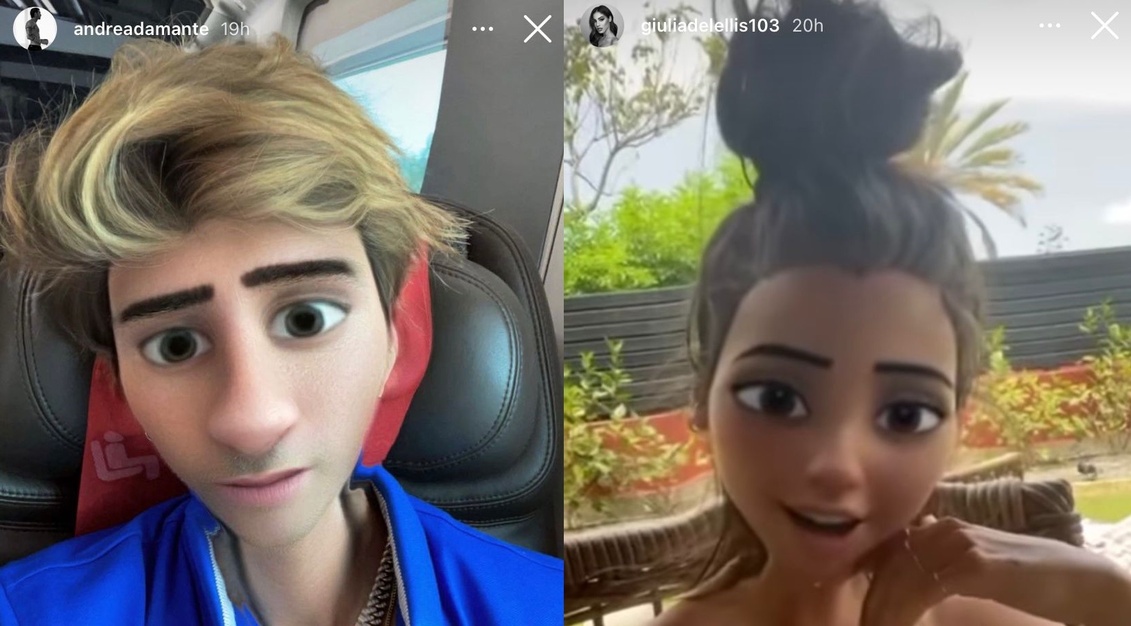 Filtro DIsney: Andrea Damante e Giulia De Lellis su Instagram
