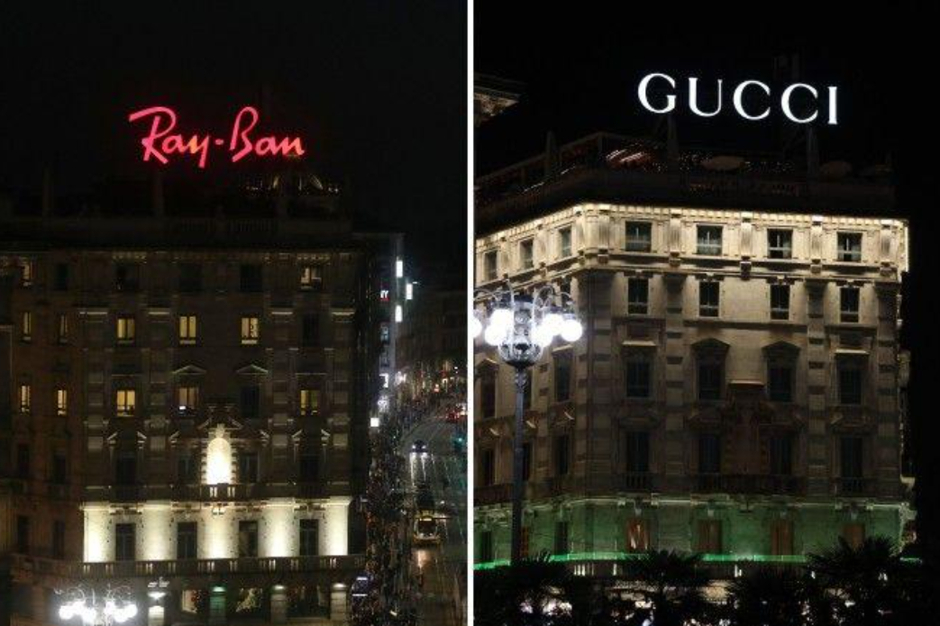 piazza duomo neon ray ban gucci