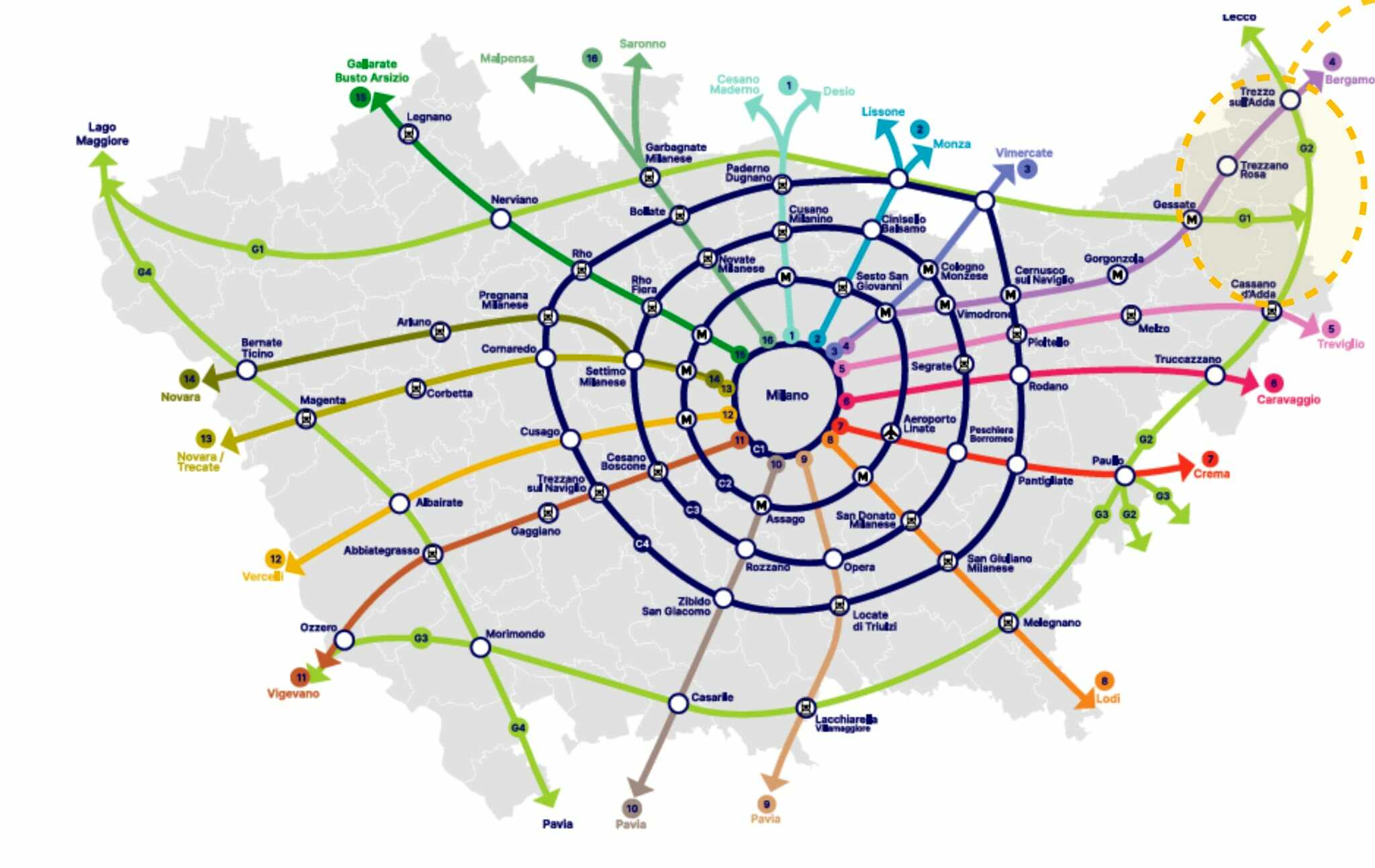 Mappa piste ciclabili Milano e dintorni