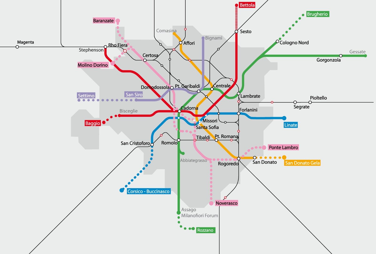 nuova mappa metro milano